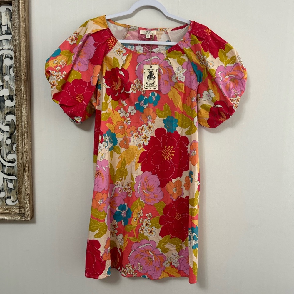 Floral Dress with Puff Sleeves